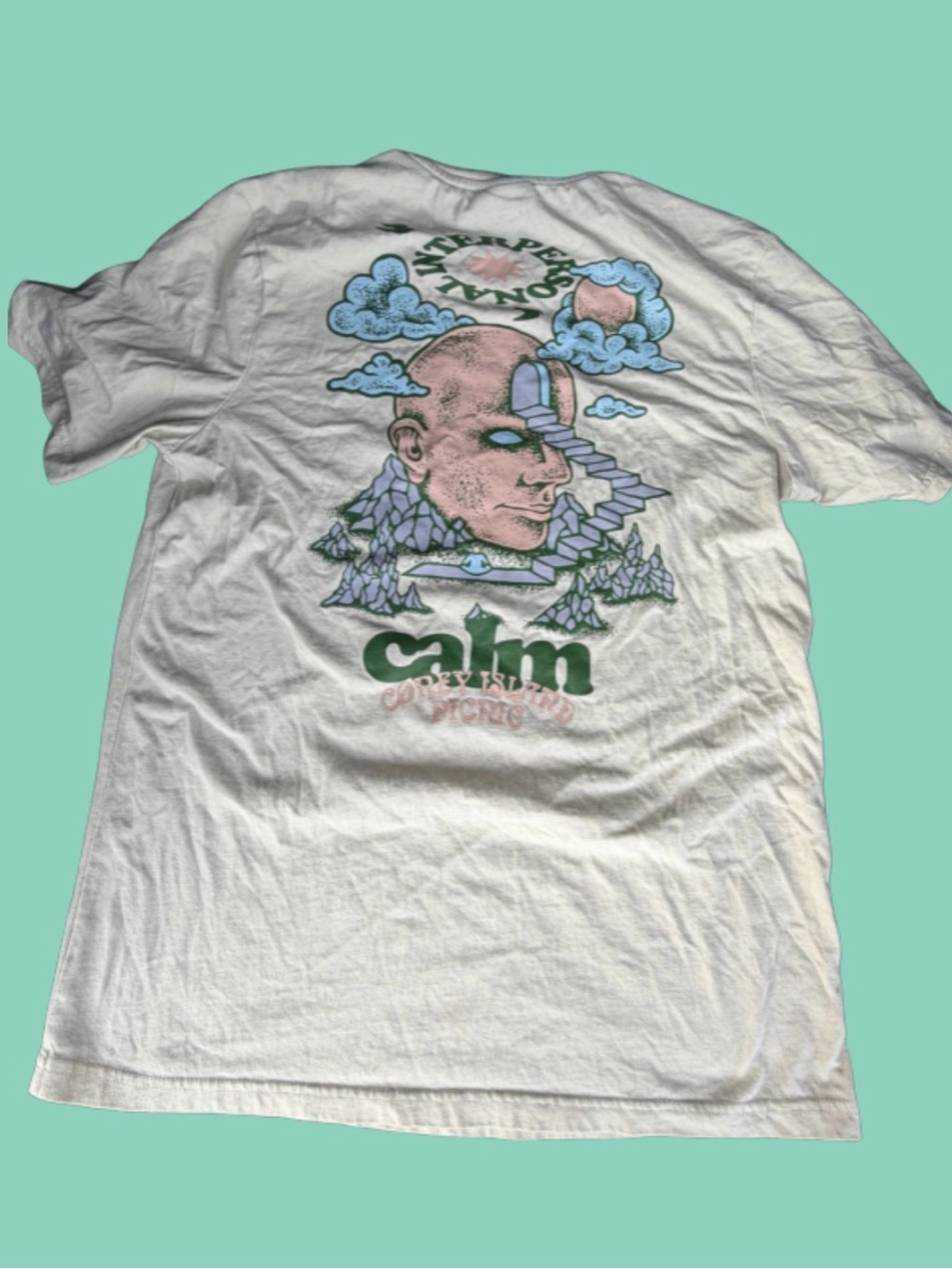 Coney Island Picnic "Calm Interpersonal" Short-Sleeve Tee with Abstract Graphic
